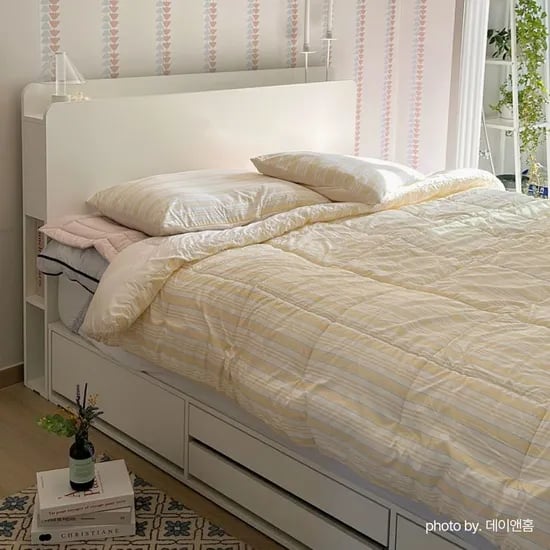 모먼트 LED 매거진 4단 멀티 수납 침대프레임 SS/Q 2color