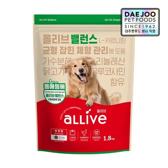 밸런스 장건강 레시피 전연령 유산균 강아지 사료 1.8kg