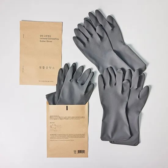 라텍스 양손 고무장갑 일반형 M 그레이 x 6개셋(12피스)