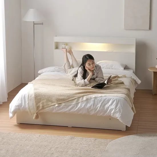 듀얼 3단 LED 벙커 수납 서랍 침대프레임 SS/Q(매트추가할인)