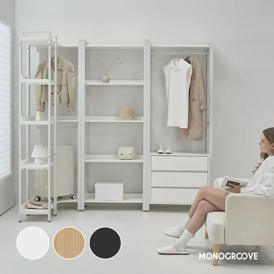 엔다드 철제 드레스룸 시스템장 모듈형 행거 옷장 3color
