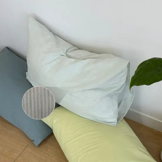 그린 잔스트라이프 순면 베개커버 4060 5070 덤블워싱 30수