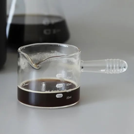 1+1 바리스타 에스프레소 글라스 샷잔 100ml 일자형핸들 / 3oz 내열유리 시럽잔