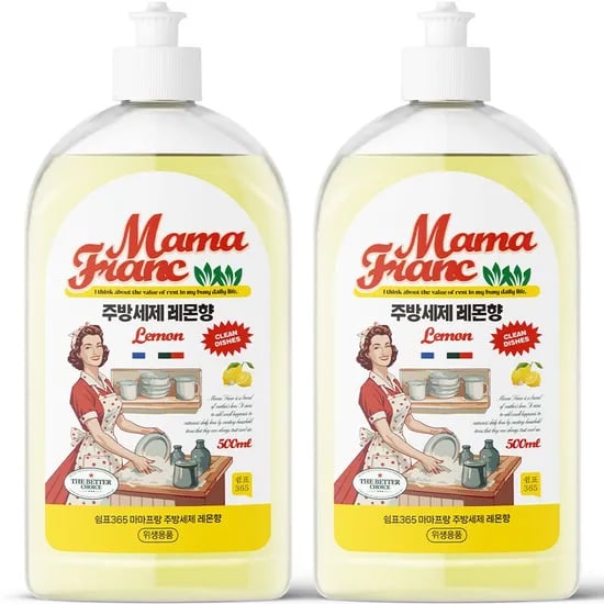 1+1 마마프랑 주방세제 레몬향 500ml 대용량 설거지 세정용