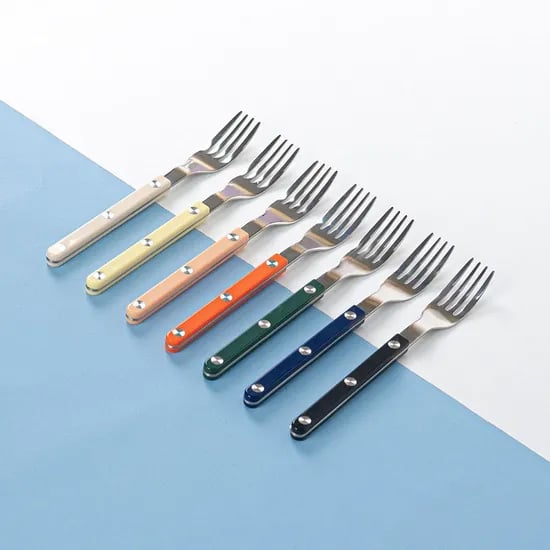 레브 스텐 컬러 핸들 디저트 케이크 포크 티포크 16cm