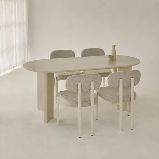 레브 크림 타원형 테이블 포세린 세라믹 식탁 1800/2000 2size