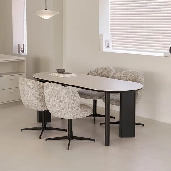 레브 블랙 타원형 테이블 포세린 세라믹 식탁 1800/2000 2size