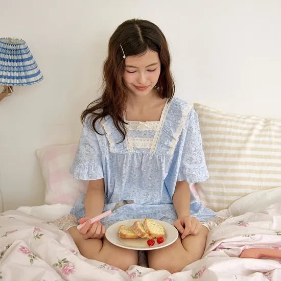 플루트 반팔 투피스 스카이 (40수)
