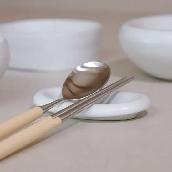 순수무광 링타원종지,수저받침