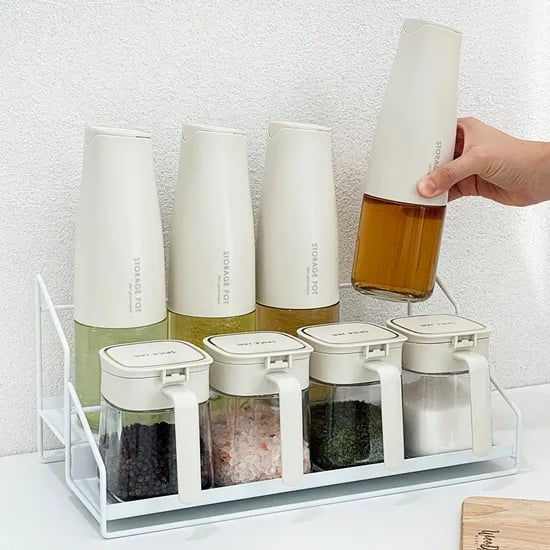 화이트 프레임 철제 2단 양념통 정리 선반 2size