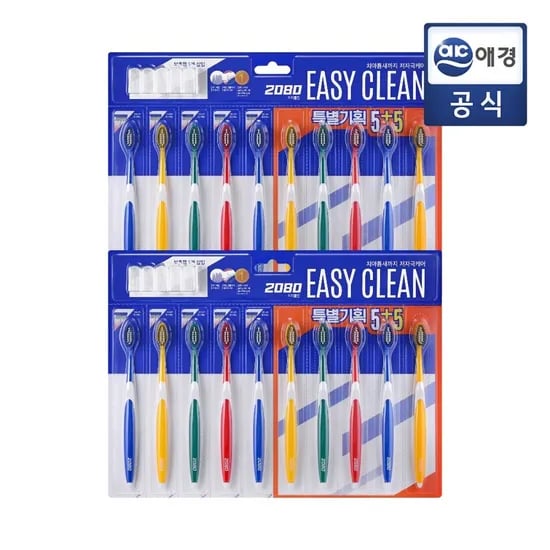 2080 이지클린 초미세모 칫솔 5+5입X2개 (총 20개)