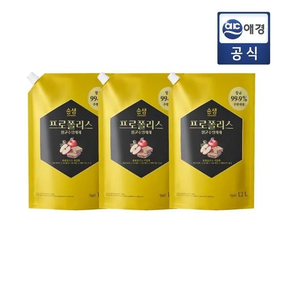 순샘 프로폴리스 항균 주방세제 1200mlx3 (사과/레몬)