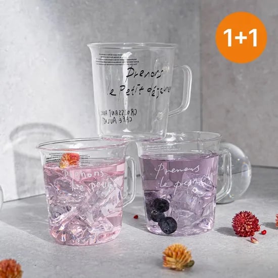 1+1 클레어 유리잔 글라스 머그 세트 350ml