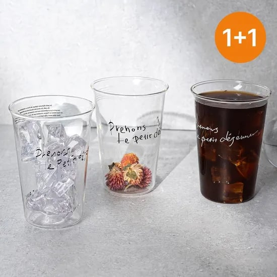 1+1 클레어 유리잔 홈카페 글라스 430ml
