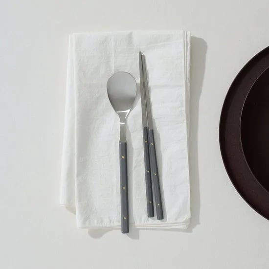 컬러 핸들 수저 2조_차콜