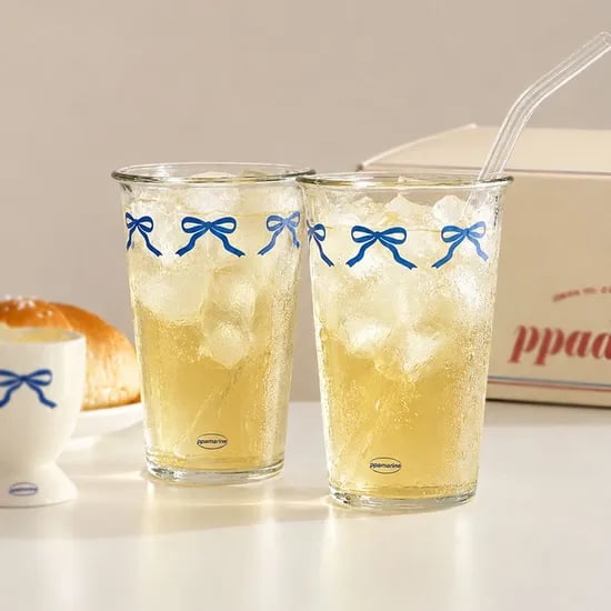 빠마린 2p 선물포장_리본&레터링 내열 유리컵 맥주잔 380ml 국내제조