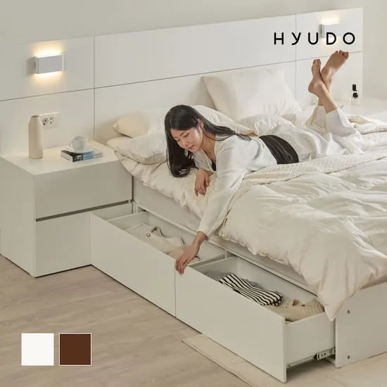 그윽한 선유 LED 서랍 빅수납 호텔 침대 프레임 SS/Q/LK