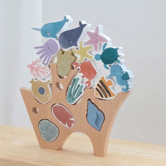 바다 쌓기놀이 아기 원목 교구 아기장난감 블럭 18PCS