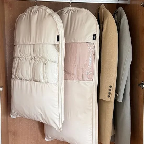 1+1 지퍼만 잠그면 부피가 절반! 신개념 패딩 코트 옷 수납 압축 가방 파우치 3size
