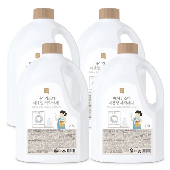 베이킹소다 대용량 세탁세제 2.5L x 4개 일반용 드럼용 겸용 드럼세탁기 액체세