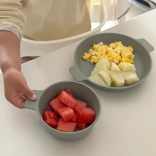 깨지지 않는 베이비 아기그릇 이유식용기 유아식기 아기접시 모던 손잡이볼 3P