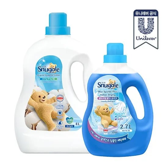 스너글 초고농축 섬유유연제 4L + 딥클린 액체세제 2.7L (총 6.7L)