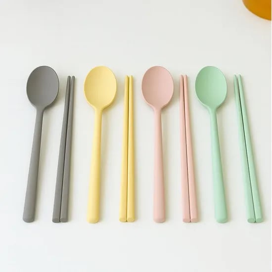 이지실리 실리콘 수저 2인세트 4colors