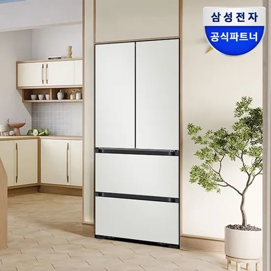 비스포크 AI 4도어 김치냉장고 키친핏 Max 420L RK70F42M2A 코타화이트