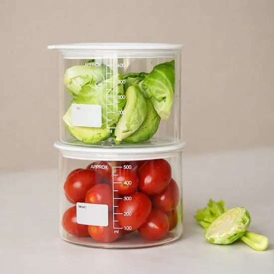 듀오 컨테이너 내열유리 밀폐용기 500ml x 2P / 밀프렙 샐러드보틀 유리병 캐니스터