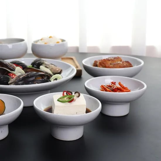 핸드메이드 분청 고백자 국내생산 도자기 반찬 그릇 원굽 찬기 1p