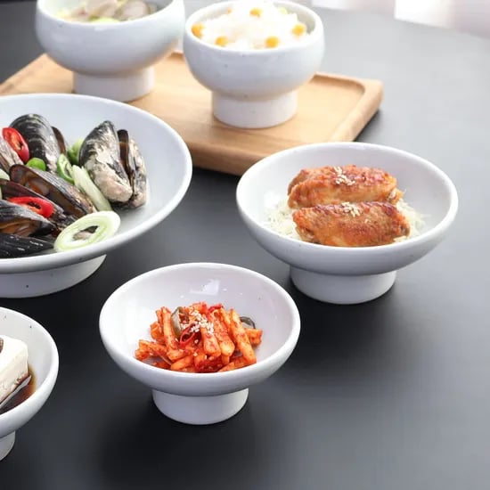 1+1 핸드메이드 분청 고백자 도자기 반찬 국내 그릇 원굽 찬기 총2p