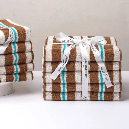 멜포니 뱀부타올 200g 스트라이프 브라운 5장 묶음 16종 타올 빠른 흡수 고품질 죽사