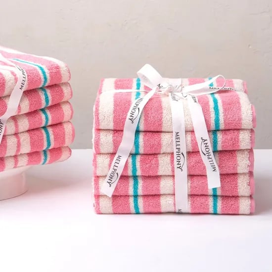 멜포니 뱀부타올 200g 스트라이프 핑크 5장 묶음 16종 타올 빠른 흡수 고품질 죽사