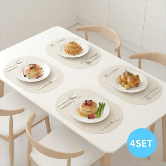 국내산 플래티넘 실리콘 식탁 테이블 매트 플레인 4P