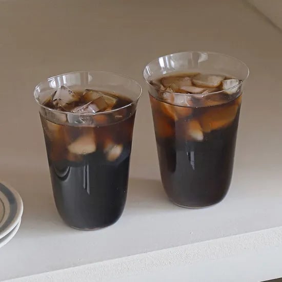 라크리마 카페 글라스 높은형 2P세트 400ml 투명 튤립 유리컵 맥주잔 홈카페