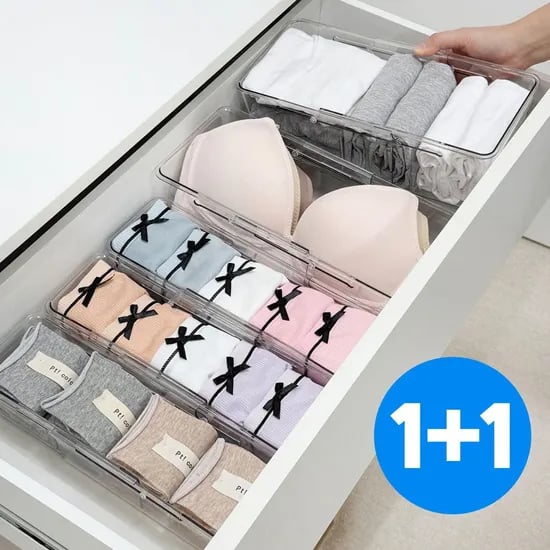 1+1 길이조절 칸막이 투명 속옷 양말 카니카니 서랍 정리함 2size
