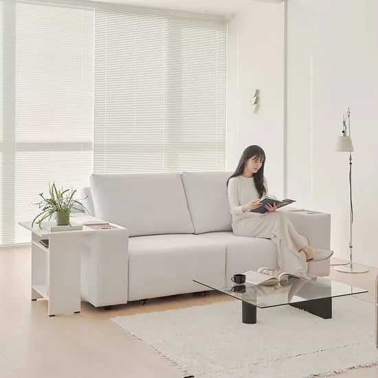 알렉 전동 모션 슬라이딩 패브릭 무빙 3인용 소파