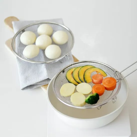 304 스텐 채반 찜기 19cm 2P (탈부착 손잡이 포함) / 원형 핸들 채반 야채 찜기