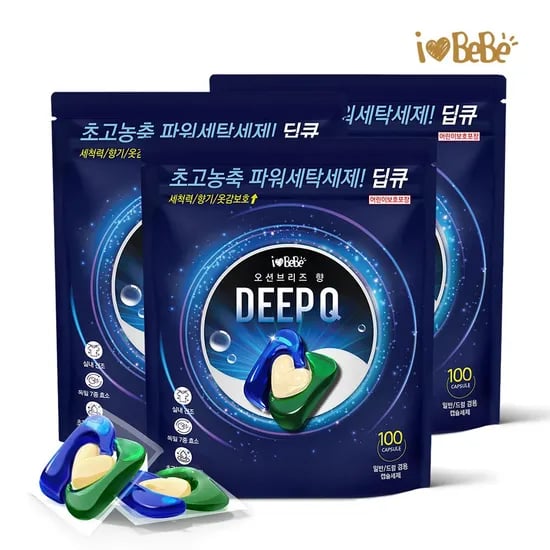 딥큐 3in1 오션브리즈/샤르망부케 100개X3팩(총300개) 캡슐세제 실내건조 대용량