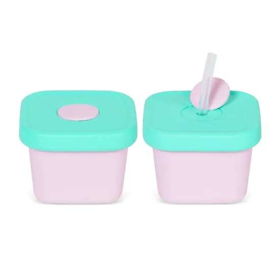 실리콘 다용도 이유식기 빨대컵 1+1