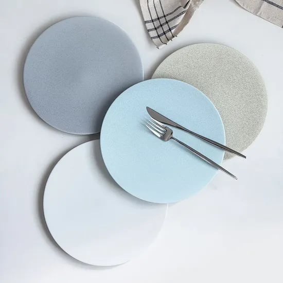 펄 무광 도자기 원형 플레이트 브런치접시 디너접시 L 24cm 4colors