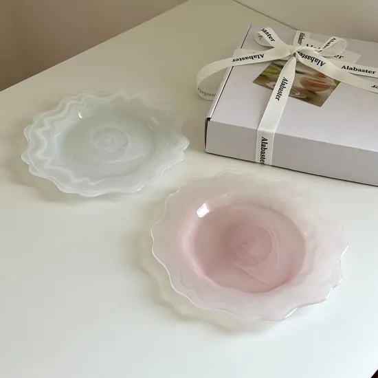선물포장세트 플라워접시 21cm 화이트1P + 핑크1P