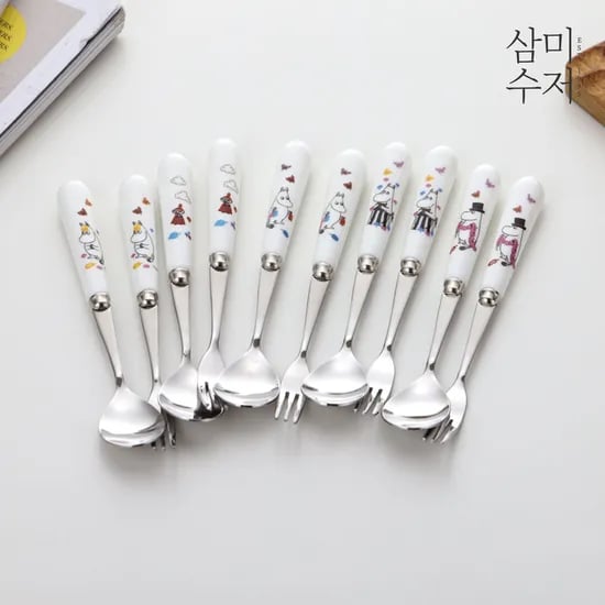 무민 프렌즈 귀여운 도자기 티스푼/과일포크 5가지 중 선택