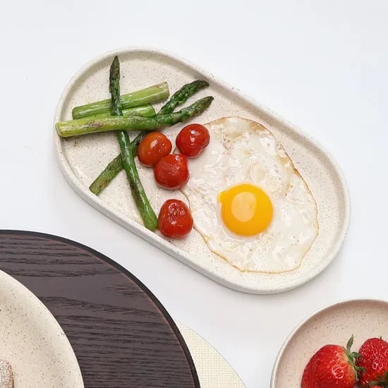 해든 핸드메이드 이천 도자기 그릇 타원 접시 브런치 과일 브레드 1p