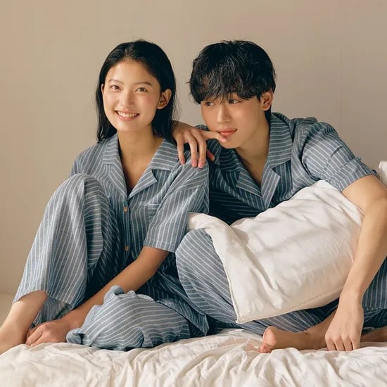 시오 반팔 긴바지 여성페어 블루 (21수)
