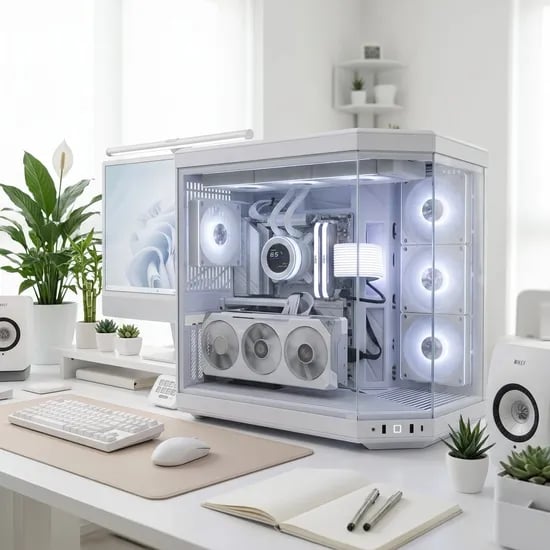 화이트 데스크테리어 하이엔드PC(9800X3D/9070XT/64G)