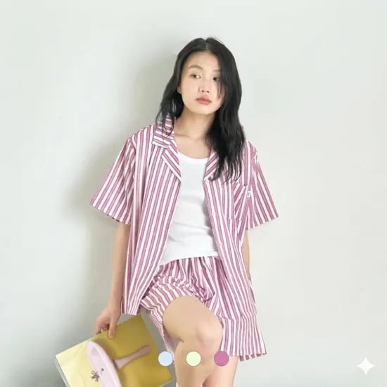 refine / 부드러운 에어핏 여름잠옷 파자마 세트, 3colors, M/L