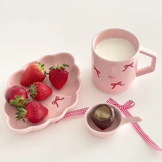 빠마린_러브미 핑크 선물포장 소금빵 접시 홈브런치 1인 3p 세트(자취 생일 집들이선물)
