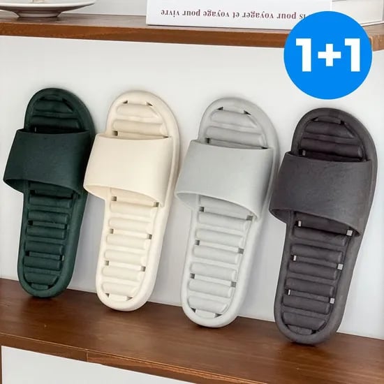 1+1 리네브 국내산 빠른 물빠짐 편안한 라인 쿠션 논슬립 욕실화 4color