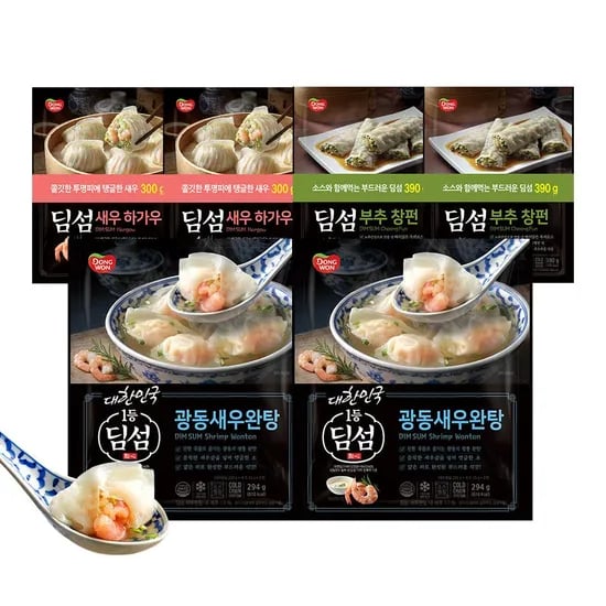 딤섬 새우하가우 300g 2개+부추창펀 390g 2개+완탕 택 1 (새우/사천우육)